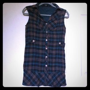 Plaid button down blouse